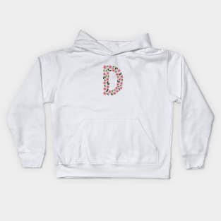 Floral Monogram Letter D Kids Hoodie